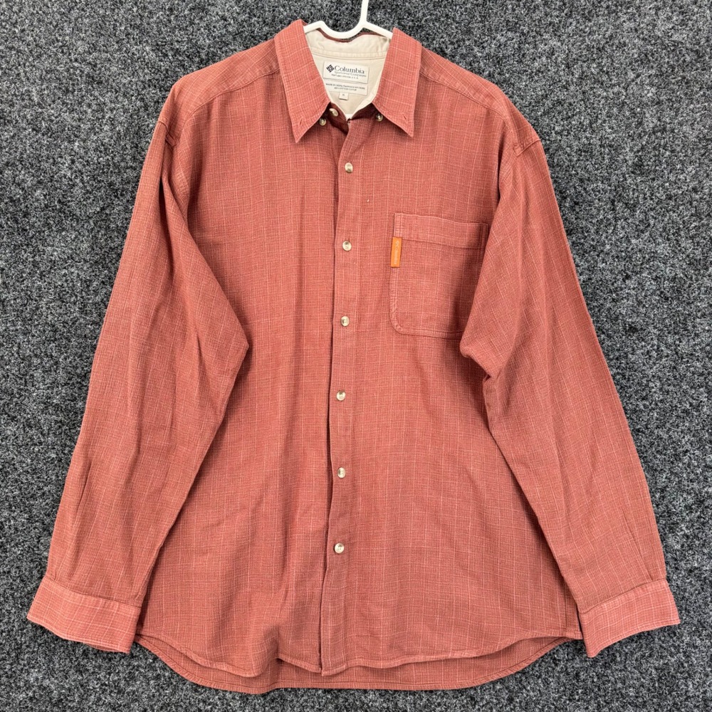 Columbia Sportswear Mens XL Long Sleeve Button Down Shirt Rust Orange Cotton